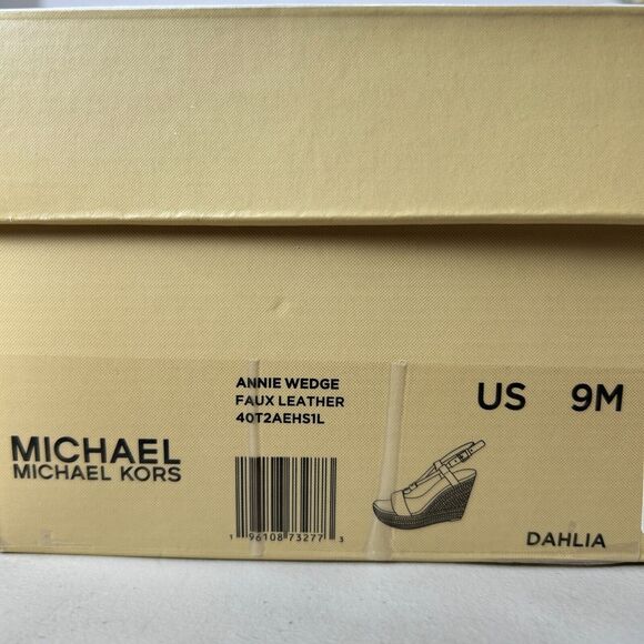 Michael Michael Kors Annie Wedge Faux Leather Sandal Dahlia 40T2AEHS1L Women 9M - Picture 10 of 10